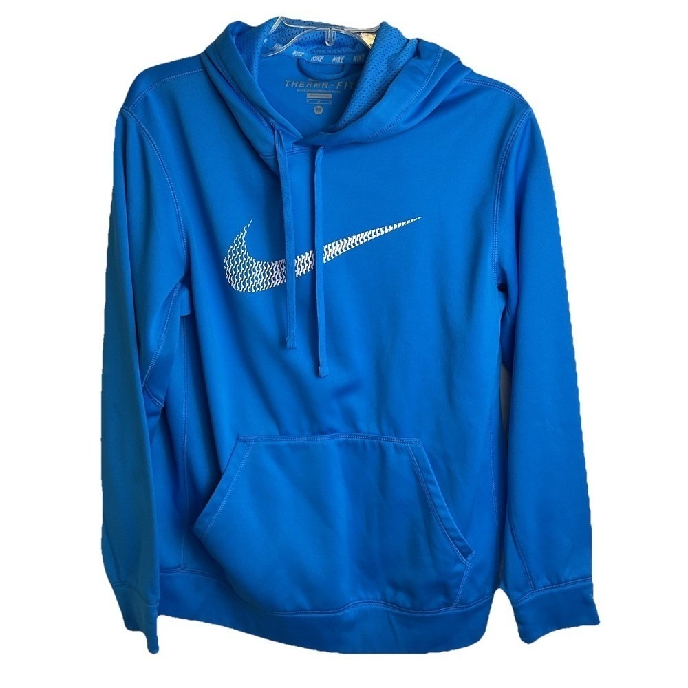 Nike Therma Fit Medium Mens Athletic Hoodie pullover Sweatshirt Royal Blue  EUC